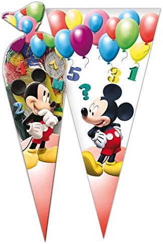 Children's Kids Birthday Party Gift Loot Treat Cone Cello Favor Bags (Mickey Mouse, 20 Bags)