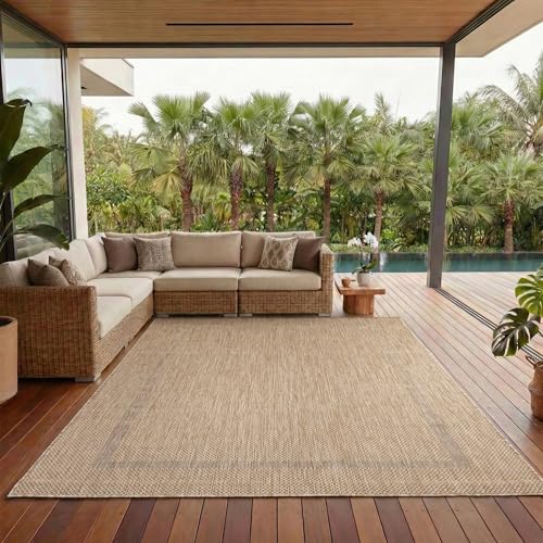 Outdoor Teppich Wetterfest Einfarbiges Design Terrasse Balkon Teppich Küche Garten Sisal-Look Küchenteppich Läufer Flur, Größe: 240 x 340 cm, Farbe: B
