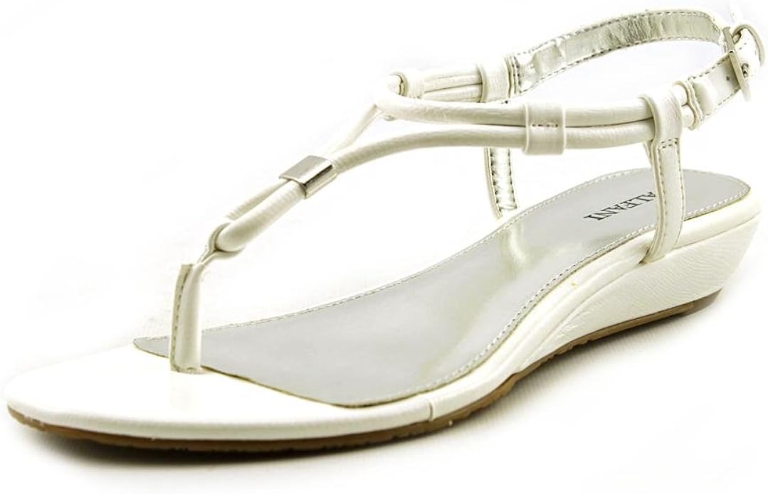Amazon.com | Alfani Women's Cyprus Wedge Thong Sandals in White Size 9.5 | Flip-Flops