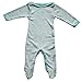 Baby Footed Romper Overall w/ Long Sleeves, Organic Merino Wool and Silk (74-80cm/6-9months, Teal)