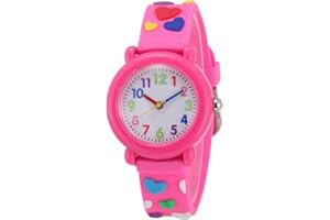 Jewtme Cute Toddler Children Kids Watches Ages 3-8 Analog Time Teacher 3D Silicone Band Cartoon Watch for Little Girls Boys