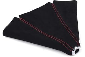 RASTP Suede Leather Shift Boot with Red Stitch Manual or Auto Gear Shifter Cover for Most Vehicles,Red