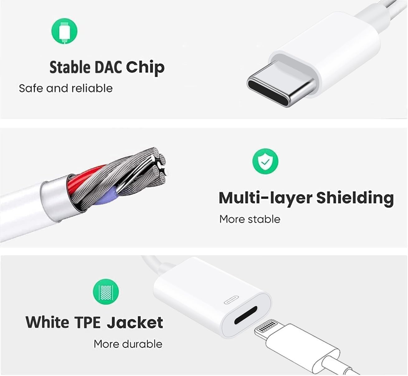 USB C to Lightning Headphone Audio Adapter for iPhone 16 15 Plus Pro Max with Charge Data,Type C Male to Female Lightning Earphone Converter Dongle for iPad Pro Air Mini MacBook