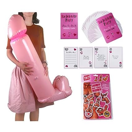 Konsait Bachelorette Parties Game Bridal Shower Party Supplies Decorations Kits with Dare Cards and Paste the Macho on the Man Poster