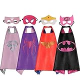 LansKids Comics Cartoon Heros Dress Up Costumes 4 Satin Capes with Felt Masks For Girls 4pcs