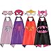 LansKids Comics Cartoon Heros Dress Up Costumes 4 Satin Capes with Felt Masks For Girls 4pcs