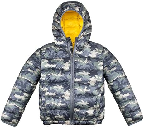 Kids Powder Puffer Jacket, Lightweight Down Jacket Coat, Children Winter Outwear with Hood for Boys Girls, Green, 130