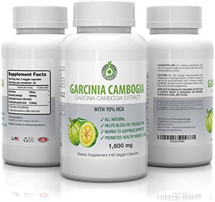High Impact Garcinia Cambogia Supplements with Garcinia Cambogia Extract 1600mg, 70 HCA & Potassium for Fast & Healthy Weight Loss, All Natural, Blocks Fat Build up, Reduces Appetite (60 Capsules)