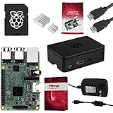 Raspberry Pi 3 COMPLETE Starter Kit, Black, 16GB Edition - Pi3 Model B Barebones Computer Motherboard 64bit Quad-Core CPU 1GB RAM, Black Pi3 Case, 2.5A Power Supply, 6FT HDMI Cable, 2 Heat Sink