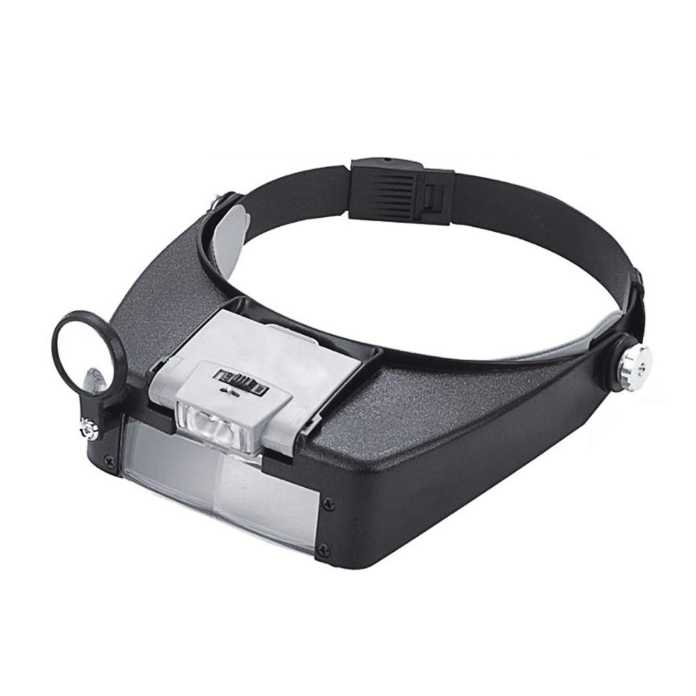 PHOEWON Headband Magnifier with LED Light, 1.5x to 8x Magnification, Black, Glass Lens, Suitable for Reading, Jewelry, Crafting, LED Light Headlamp