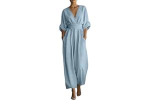 Jumpsuits for Women Dressy Elegant Outfits Half Sleeve V Neck Business Summer Romper Pants One Piece Beach Clothes