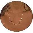 DEARMAY 14K Gold Necklaces for Women, Dainty Gold Herringbone Choker Necklace for Women Thin Layered Chunky Snake Chain Necklaces Jewelry for Teen Gifts