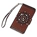 Galaxy S5 Case - Mavis's Diary 3D Handmade Wallet Embossed Flip Folio Cover Tribal Flower Brown PU Leather with Bling Diamonds,Wrist Strap,Card Slots for Samsung Galaxy S5 SM-G900 (Backward Closure)
