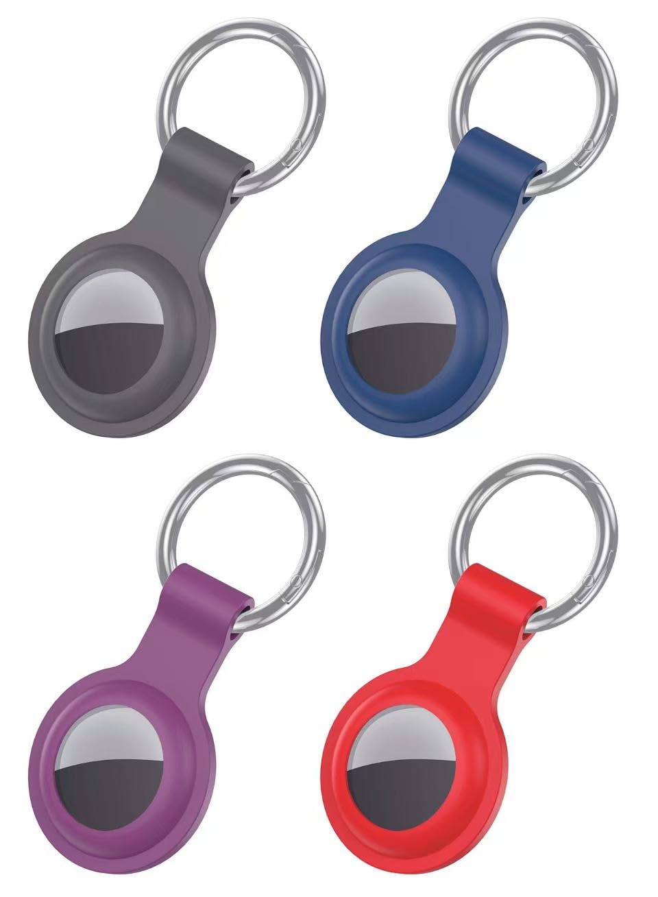 Photo 1 of 2 PACK++Shiningwell AirTag Holder with Keychian, Compatible with Apple Airtags, Durable Silicone Protective Case for Airtag, Anti-Scratch & Keychain Attachment (Deep Gray+deep Blue+deep Purple+red)