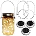 Homeleo 3 Pack Solar Mason Jar Lid Insert w/Stainless Steel Hangers, Solar Powered Warm White LED Fairy Mason Jar String Light Lantern for Summer Yard Garden Patio Path Decoration(Jars NOT Included)