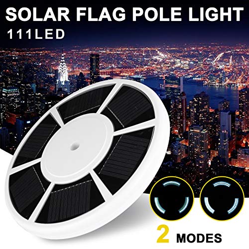 HC Display Solar Flag Pole Light, Super Bright 111 LED Flagpole Light, Fits Most Flag Poles, Energy Saving LEDs with 2 Modes Auto On/Off Night Lighting