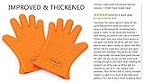 Improved Thickened Silicone Gloves [ 1 PAIR ] OriDecor Food Grade Heat Resistant BBQ Silicone Gloves with Non Slip Rubber for Grill Cooking Baking Barbecue Potholder, Orange Color