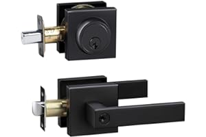 CIELSA DAWN Front Door Lock Set Exterior door lock set,Door Handle With Single Cylinder Deadbolt Lock,Keyed Alike Door Locks For Front Door(Matte Black,1Pack set)