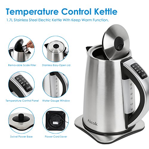 From USA ★ Aicok Electric Water Kettle Stainless Steel tea kettle With
