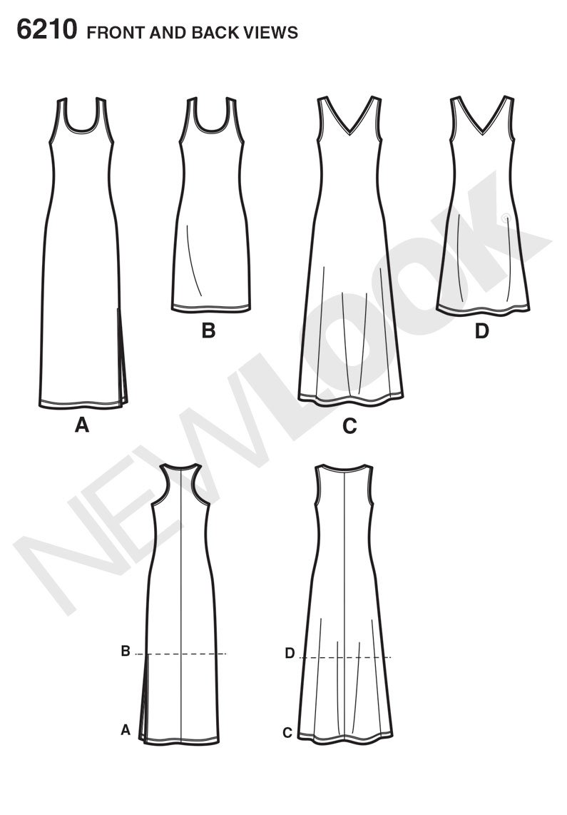 Simplicity Creative Patterns New Look 6210 Misses' Knit Dress in Two Lengths, A (10-12-14-16-18-20-22)