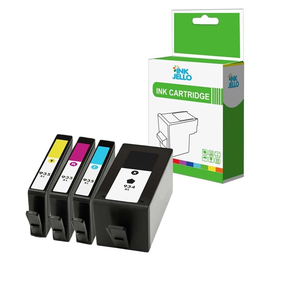 Inkjello Compatible Ink Cartridge Replacement for HP Officejet 6820 e-All-in-One Pro 6230 ePrinter Pro 6830 e-All-in-One 934XL 935XL (Black/Cyan/Magenta/Yellow, 4-Pack)