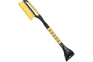 LoyaGour Snow Brush and Ice Scraper for Car Windshield,26.4" Window Scraper Deicer for Car SUV and Truck,Ice Scrapers and Brushes 2 in 1,Winter Car Automotive Exterior Accessories(1Pack Yellow)