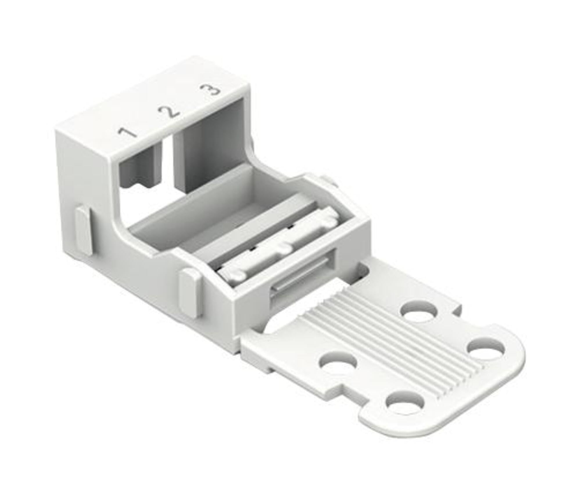 WAGO Mounting carrier; for 3-conductor terminal blocks; 221 Series - 4 mm²; with snap-in mounting foot for vertical mounting; black, 221-523/000-004 (10 pcs)