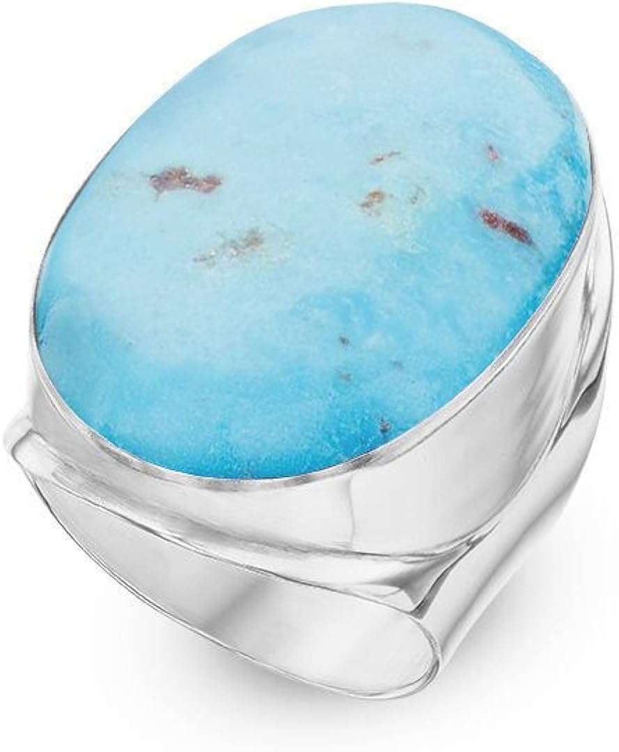 925 Sterling Silver Statement Ring Turquoise Giant Round Turquoise