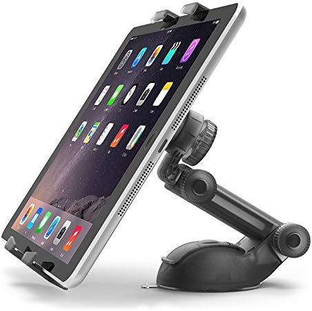 Taby Tablet Car Mount Holder, Dashboard Windshield One Touch Center Mount 360 Rotation & Arm Extension for iPad Mini Air Galaxy Tab Amazon Fire and More (4.5 to 7.4"tabs)