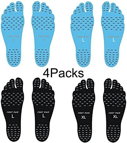 Invisible Shoes for Water, Nakefit Stick on Foot Soles with Anti-slip and Waterproof Design for Barefoot Lover, Summer Activities(4Packs)