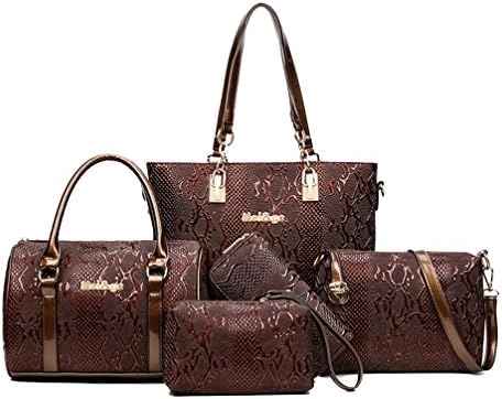 Yan Show Women's Shoulder Bags Totes Patent Leather Handbags Crossbody Bags Top Handle Purse With Match Wallet Purse 5 Pcs