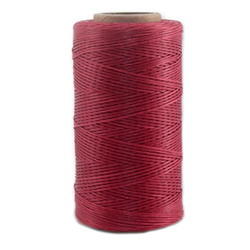 284 Yards Leather Sewing Flat Waxed Thread 150D 1mm Leather Hand Stitching DIY Craft String Cord (Dark Red)