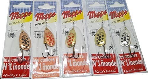 Angel-Spinner-Set, 5 Stück, beste Auswahl von Mepps, Savage Gear, Blue Fox – beste Köder für Barsch, Forelle, Lachs… – Bild 3