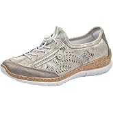 Rieker N42K6 Nikita Slip-On Women's Sneakers - Lightweight Walking Sneakers with Laser Cutouts &amp; Elastic Lacing - Stylish &amp; Flexible for All-Day Comfort