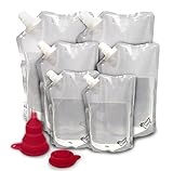 Cocktail Caddy Cruise Liquor Bag Kit For Alcohol - Concealable and Reusable Heavy Duty Flasks (2 x 32 Oz, 2 x 16 Oz, 2 x 8 Oz)