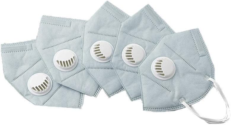 Yeldou Dust Masks Disposable Anti Pollution Mask, Personal Protective Equipment, N95 Particulate Respirator,Safety Mask with Exhalation Valve 4 Layer Activated Carbon Air Filter, Anti Smoke, Gas(5PCS)