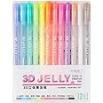 EUBUY 3D Jelly Pen Set, 6 Colors/12 Colors 3D Glossy Jelly Pens, Assorted Colors Gel Ink Pens for DIY Painting Drawing Coloring, Suitable on Glass, Plastic