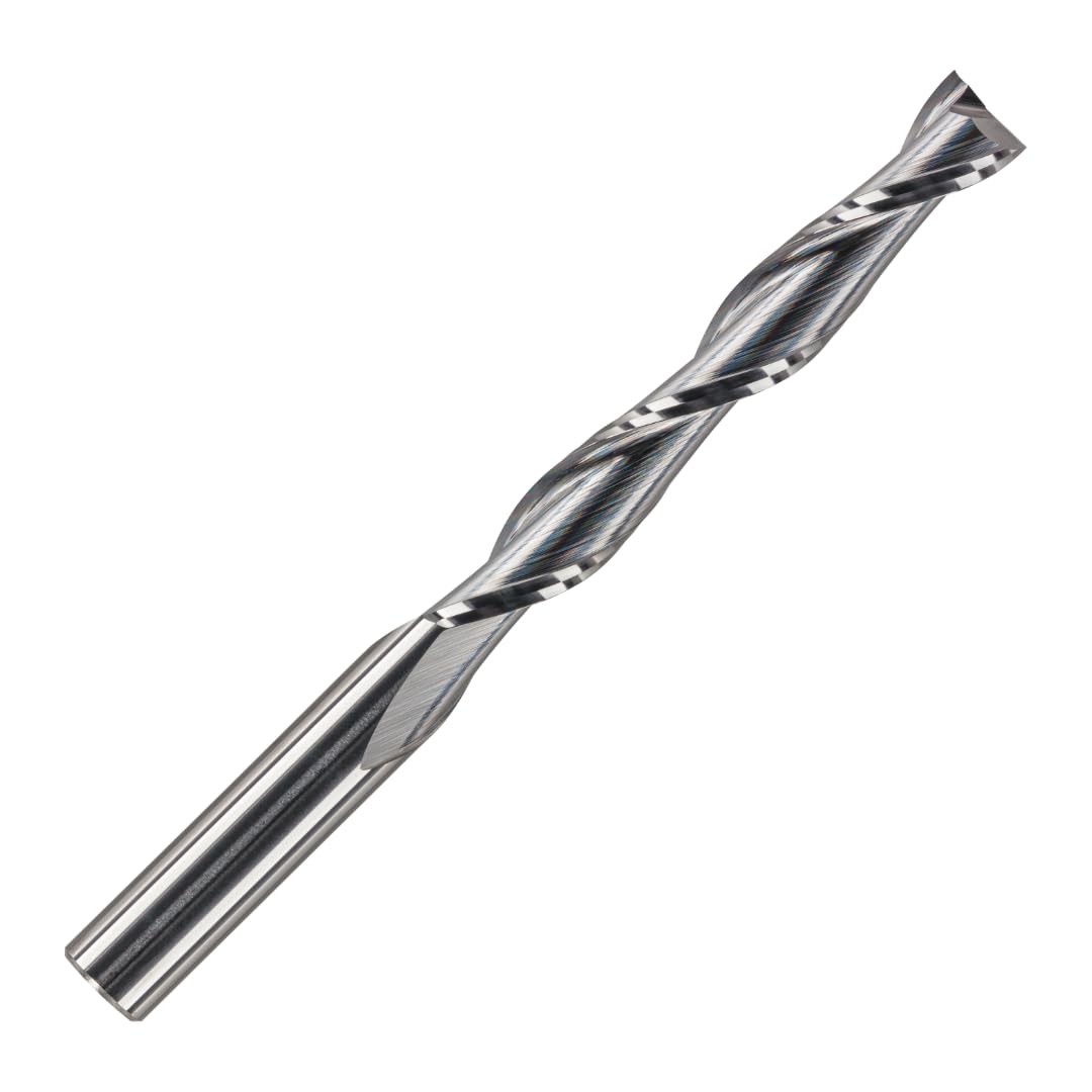 1/4" (6.35mm) x 42mm Flute x 1/4" Shank Solid Carbide Spiral 2 Flute Up Cut Router Bit for Wood, Hard Wood, PVC & Acrylic (1/4" x 42mm Flute) — image 1