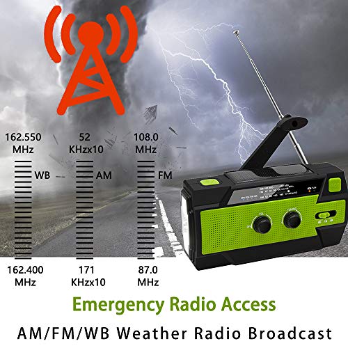 【Upgraded】 Emergency Weather Radio, Hand Crank, 4000mAH, Portable