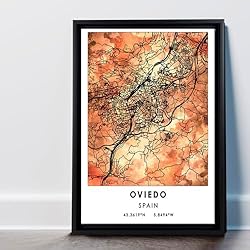 Oviedo Map Poster, Spain Map Art Poster, Map Decor