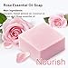 Qudasar Organic Soap Bar Gift Set with Free Foaming Net, 4 x 100g Rich Foam and Ultra Moisturizing Handmade Soap Gift Set, Organic Facial Cleansing Soap Bar Set (Rose, Lavender, Lemon, Olive Oil)