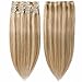 Standard Weft 16 Inch 90g Clip in 100% Real Remy Human Hair Extensions 8 Pieces 18 Clips #12/613 Golden Brown/Bleach Blonde