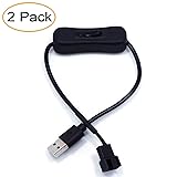2 Pack USB to 3-Pin / 4-Pin PWM 5V USB Sleeved Fan