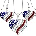 Soulbreezecollection USA American Flag Heart Patriotic 4th of July Independence Day Pendant Necklace & Dangle Earrings Set