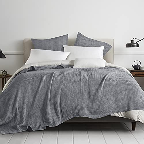 PHF 100 Cotton Muslin Blanket King Size 108" x 90", Yarn Dyed 3 Layers