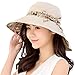HINDAWI Womens Sun Hat Summer Reversible UPF 50+ Beach Hat Foldable Wide Brim Cap, Beige