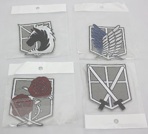 Amazon 勝て人類 進撃の巨人 ワッペン 4兵団セット 調査兵団 駐屯兵団 憲兵団 訓練兵団 紋章 空縁隊 アニメ 萌えグッズ 通販