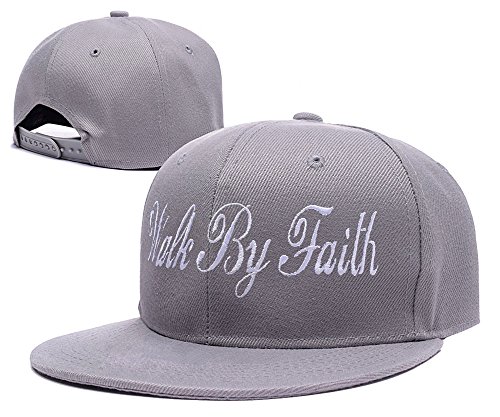 RHXING Walk By Faith Christian Logo Adjustable Snapback Embroidery Hats Caps - Grey