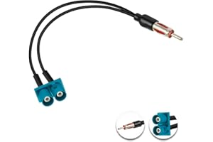 POBADY 12in Fakra-Z to DIN Male Plug - Dual Fakra Z /DIN Pigtail - RG174, FM/AM Radio Antenna Adapter