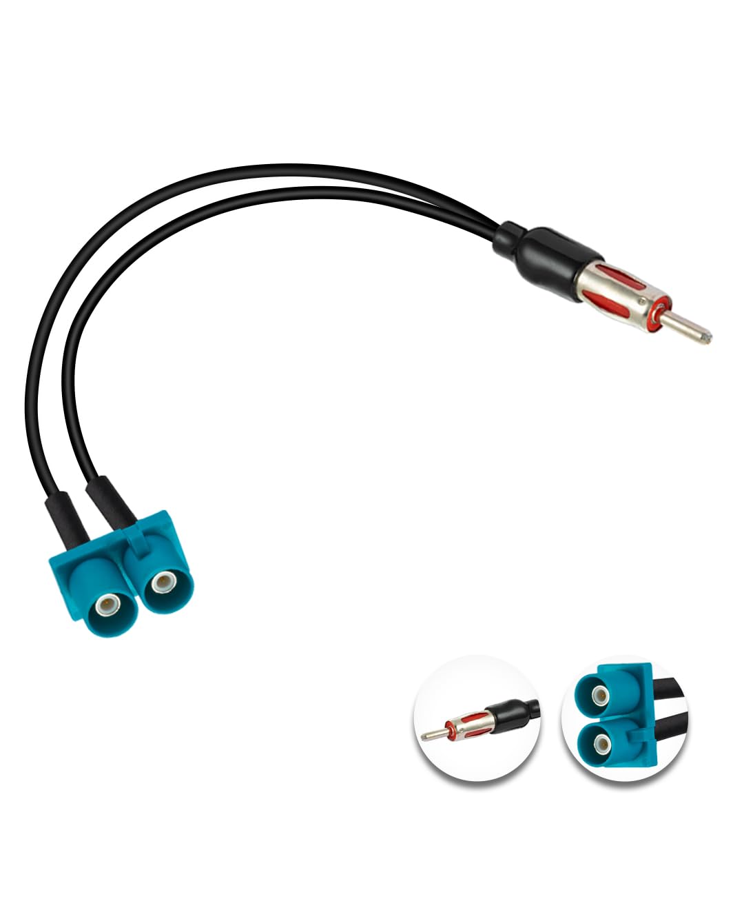 Vecys Dual Fakra Z Male to DIN Male Adapter Cable 12inch /30CM Fakra DIN Plug Pigtail Fakra Cable RG174 for FM/AM Radio Antenna